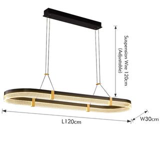 Danizan - Modern Hanging Round Black & Gold Ceiling Light Chandelier
