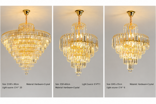 Matteo - Crystal Shaped Glass Multi-Tier Round Ceiling Light Chandelier