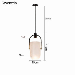 Laholm - Coloured Glass Gold Frame Hanging Pendant Ceiling Light