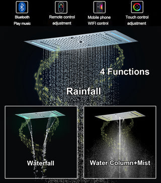 Carmela - Modern Ceiling Waterfall 16 Inch Head LED Multi Function with Handheld Mini Sprayer