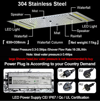 Carmela - Modern Ceiling Waterfall 16 Inch Head LED Multi Function with Handheld Mini Sprayer