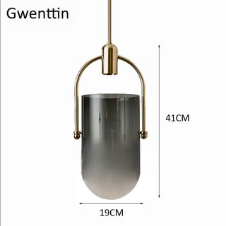 Laholm - Coloured Glass Gold Frame Hanging Pendant Ceiling Light