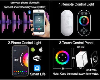 Carmela - Modern Ceiling Waterfall 16 Inch Head LED Multi Function with Handheld Mini Sprayer