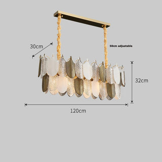 Victoria - Modern Abstract Tiered Patterned Glass Leaf Dimmable Chandelier