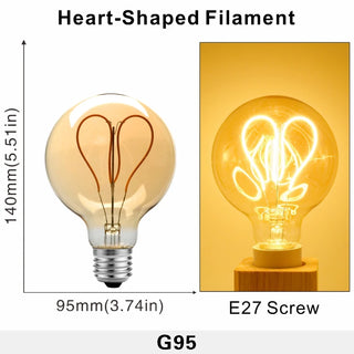 Retro G95 Heart E27 Screw Bulb 4W