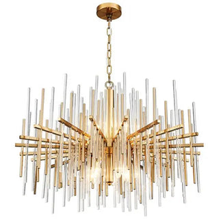 Burak - Modern Round Thin Tube Crystal Glass Hanging Chandelier