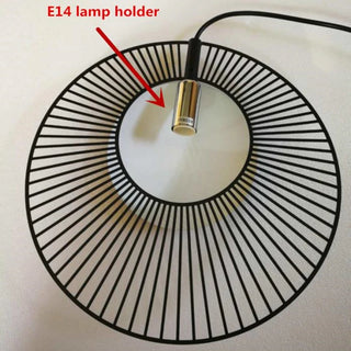 Morella - Black Circular Striped Metal Spike Hanging Pendant Ceiling Light