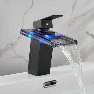 Fedor - Blue Modern LED Hot/Cold Waterfall Basin Tap