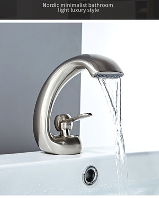 Lex - Curved Bathroom Single Lever Modern Mixer Basin Tap