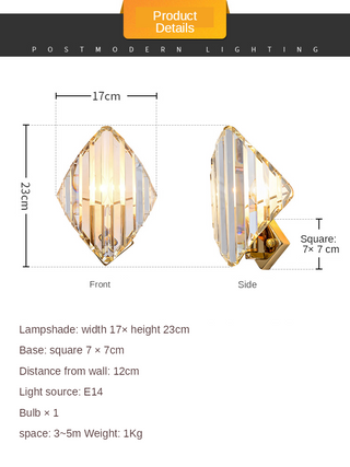 Eren - Luxury Crystal Striped Gold Wall Light