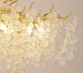 Lyn - Glass Gold Tree Hanging Flower Petal Ceiling Light Chandelier