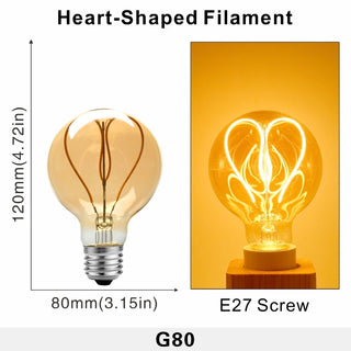 Retro G80 Heart E27 Screw Bulb 4W