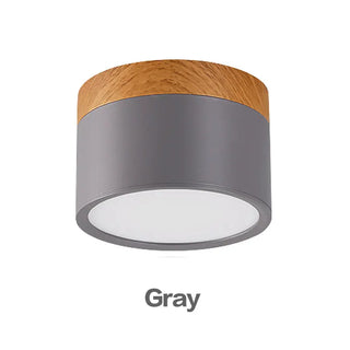 Nicoll - Nordic Wood Style Surface Mounted Round Ceiling Downlight