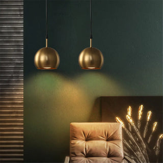 Falun - Brass Metal Round Hanging Pendant Ceiling Light