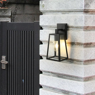 Grasten - Glass Black Caged Bulb Outdoor Wall Light