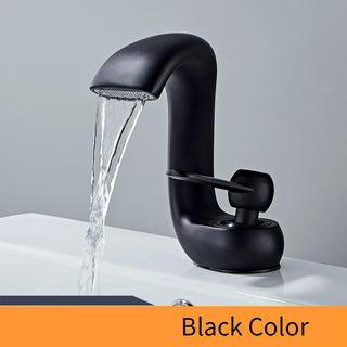 Lex - Curved Bathroom Single Lever Modern Mixer Basin Tap