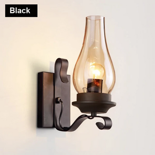 Winona - Retro Industrial Black Iron Glass Wall Light