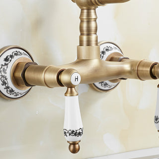 Christal - Retro Ceramic Double Handle Wall Mounted Mixer Kitchen Tap