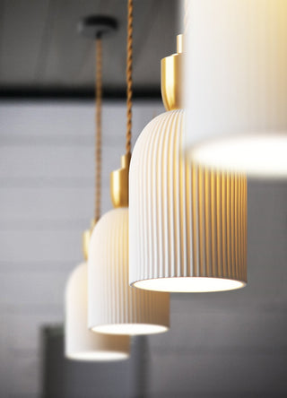 Cannes - Ceramic Resin White Gold Hanging Pendant Ceiling Light