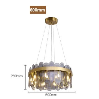 Elend - Patterend Glass Gold Hanging Ceiling Chandelier