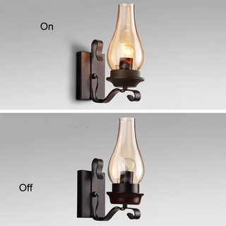 Winona - Retro Industrial Black Iron Glass Wall Light