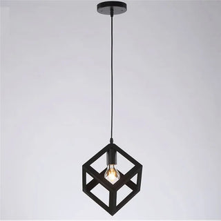 Maha - Modern Square Caged Metal Cube Pendant Hanging Ceiling Light