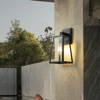 Grasten - Glass Black Caged Bulb Outdoor Wall Light