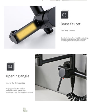 Tonda - Brass Wall Mounted Double-Jointed Sink Tap With Spray Gun