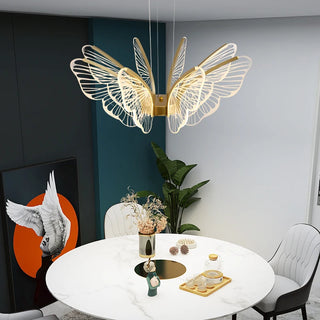 Tebessa - Gold LED Butterfly Wings Hanging Chandelier