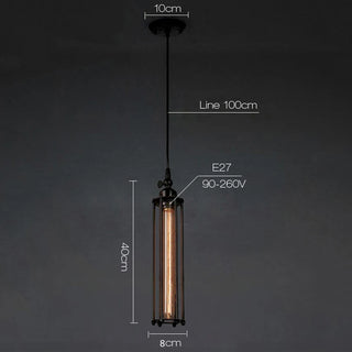 Lottie - Industrial Vintage Long Tube Pendant Ceiling Light
