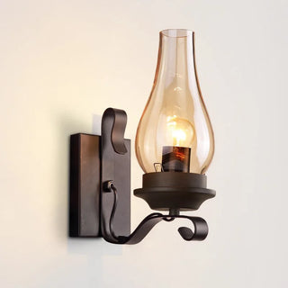 Winona - Retro Industrial Black Iron Glass Wall Light