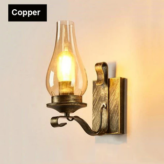 Winona - Retro Industrial Black Iron Glass Wall Light