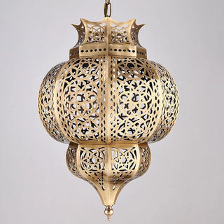 Floro - Brass Lantern Vintage Perforated Hanging Pendant Ceiling Light
