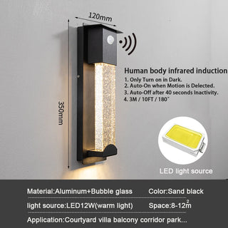 Caddock - Waterproof Modern Sparkle Crystal Outdoor Wall Light