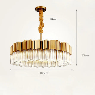 Claire- Modern Gold Stainless Steel Crystal Round Chandelier