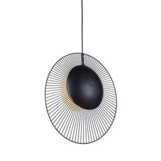 Morella - Black Circular Striped Metal Spike Hanging Pendant Ceiling Light