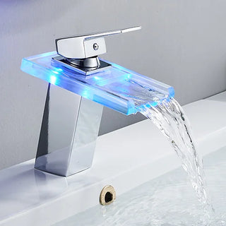 Fedor - Blue Modern LED Hot/Cold Waterfall Basin Tap