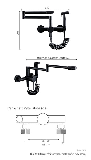 Tonda - Brass Wall Mounted Double-Jointed Sink Tap With Spray Gun
