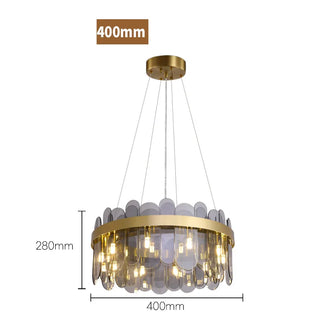 Elend - Patterend Glass Gold Hanging Ceiling Chandelier