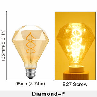 Retro Round Diamond Spiral E27 Screw Bulb 4W