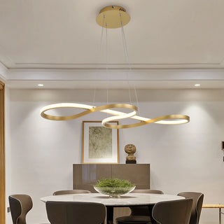Sassy - Gold Round Modern Wave Hanging Ceiling Light Chandelier