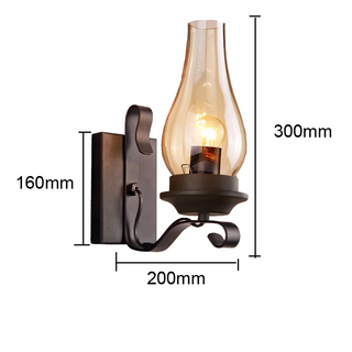 Winona - Retro Industrial Black Iron Glass Wall Light