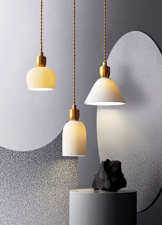 Cannes - Ceramic Resin White Gold Hanging Pendant Ceiling Light