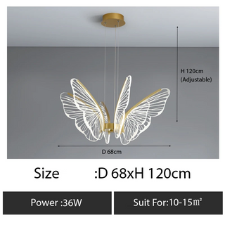 Tebessa - Gold LED Butterfly Wings Hanging Chandelier