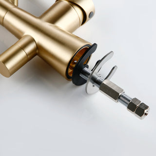 Cinthia - Pull Out Modern Single Hole Double Handle Hot & Cold Mixer Kitchen Tap