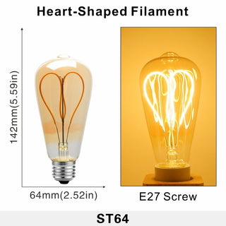 Retro ST64 Heart E27 Screw Bulb 4W