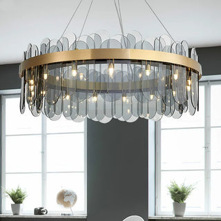 Elend - Patterend Glass Gold Hanging Ceiling Chandelier
