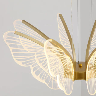 Tebessa - Gold LED Butterfly Wings Hanging Chandelier