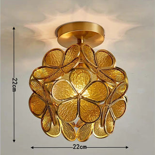 Madrid - Tiffany Glass Nordic Flower Copper Hanging  Pendant Light Fixture