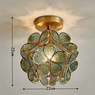 Madrid - Tiffany Glass Nordic Flower Copper Hanging  Pendant Light Fixture